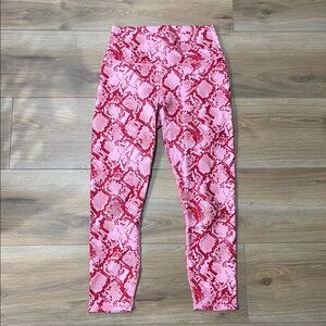 Fabletics Pink and Red Leggings High-Rise Performance